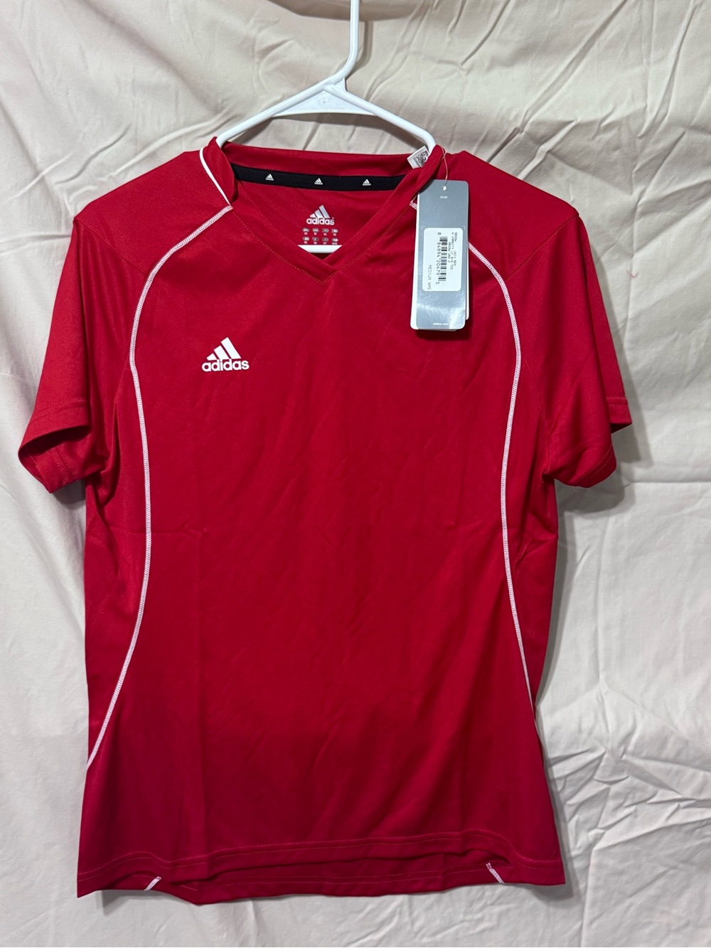 adidas Women’s Red Athletic Jersey with White Trim